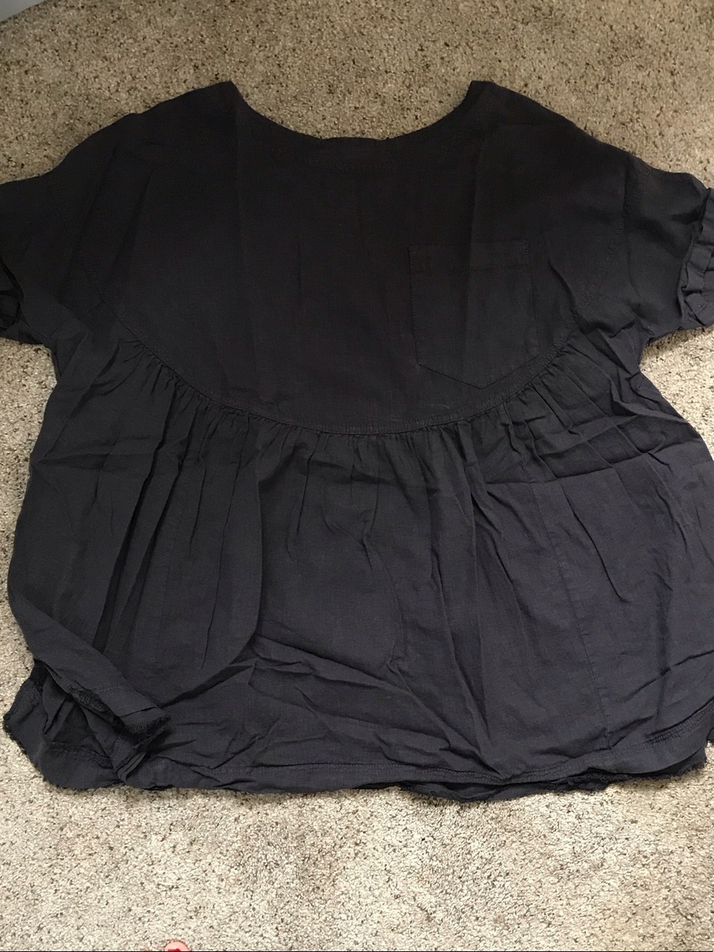 We The Free black Short Sleeve Peasant Blouse